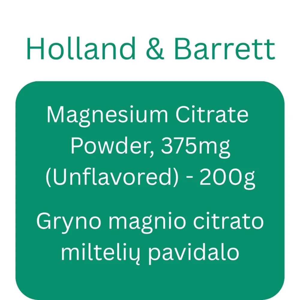 Magnesium Citrate Powder 375mg (Unflavored) - 200g - Holland & Barrett - Papildai