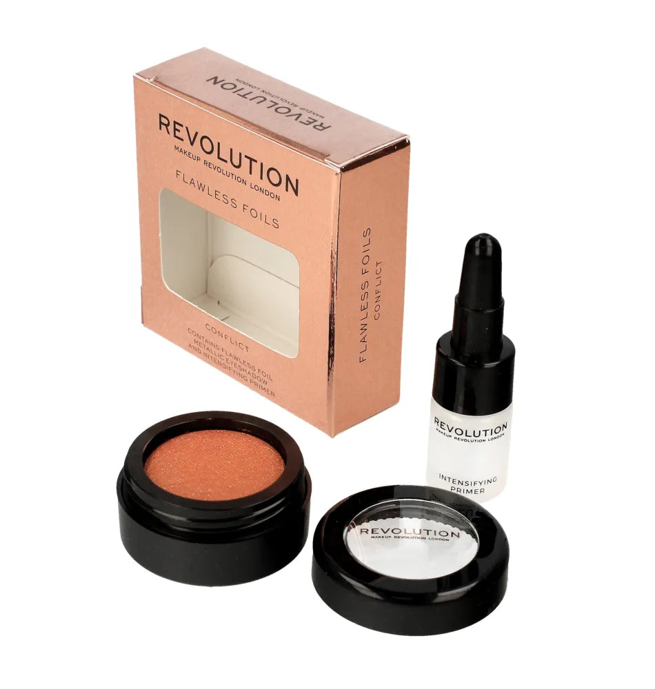 Makeup Revolution Flawless Foils Metalinės Akys + Pagrindas Konfliktas 1op. - Kosmetika