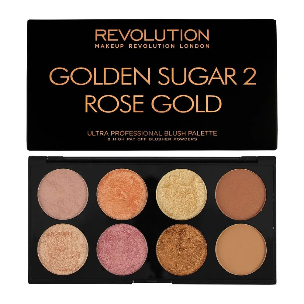 Makeup Revolution Ultra Blush Palette 8 Contouring Set Golden Sugar 2 Rose Gold 13g - Kosmetika