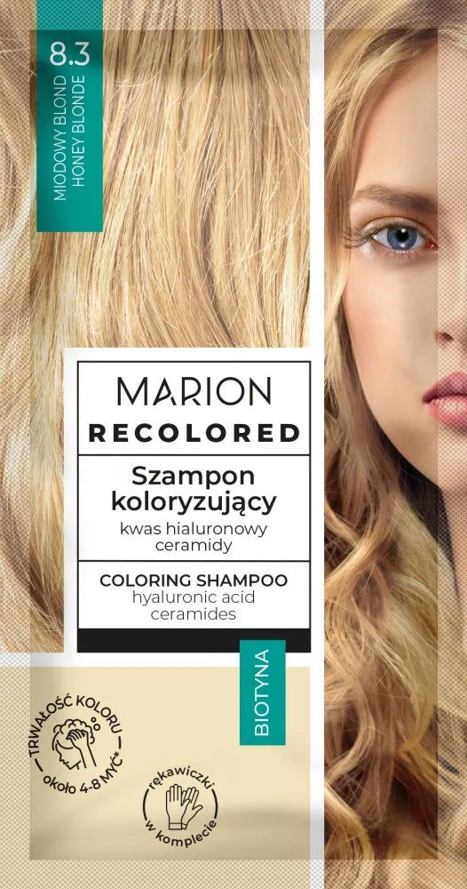 MARION Recolored Coloring šampūnas Nr. 8.3 Medaus šviesiaplaukis (4-8 plovimų) 35ml - Kosmetika