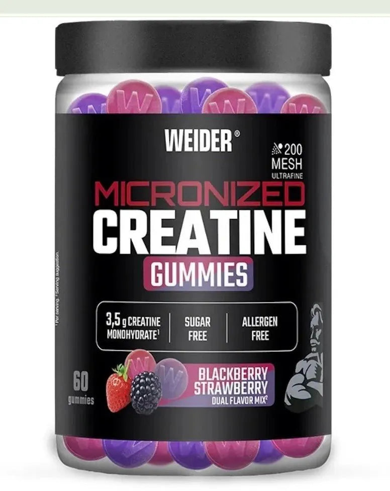 Micronized Creatine Gummies Blackberry Strawberry Dual Flavor Mix - 60 - Weider - Sporto papildai