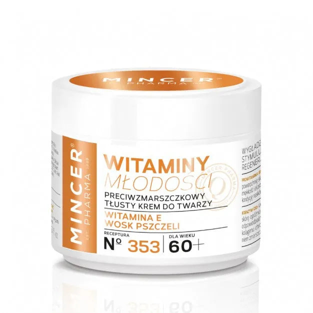 Mincer Pharma Youth Vitamins Anti-Wrinkle Cream - riebiai odai 60+ nr. 353 50ml - Kosmetika