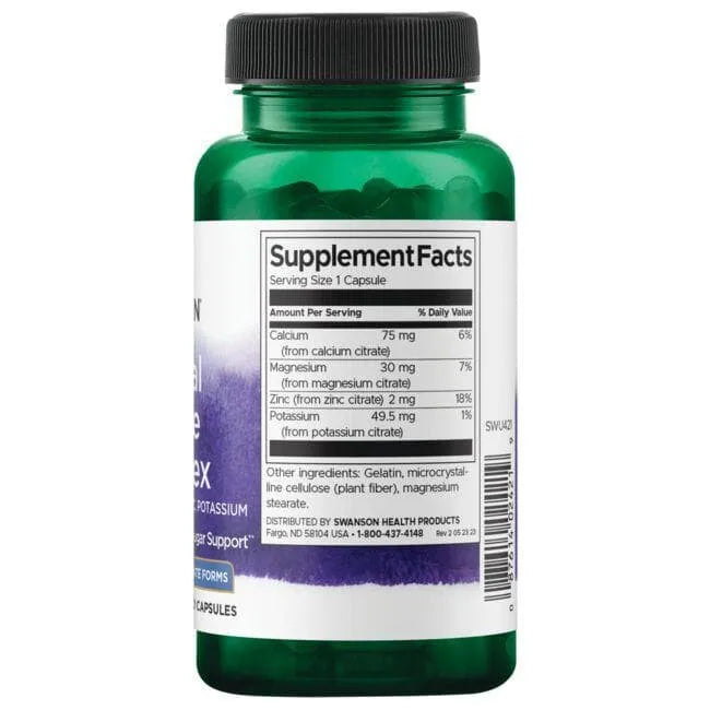 Mineral Citrate Complex - Geležies citratas kalcis magnis cinkas kalis - 25 mg - N60 - Swanson - Papildai