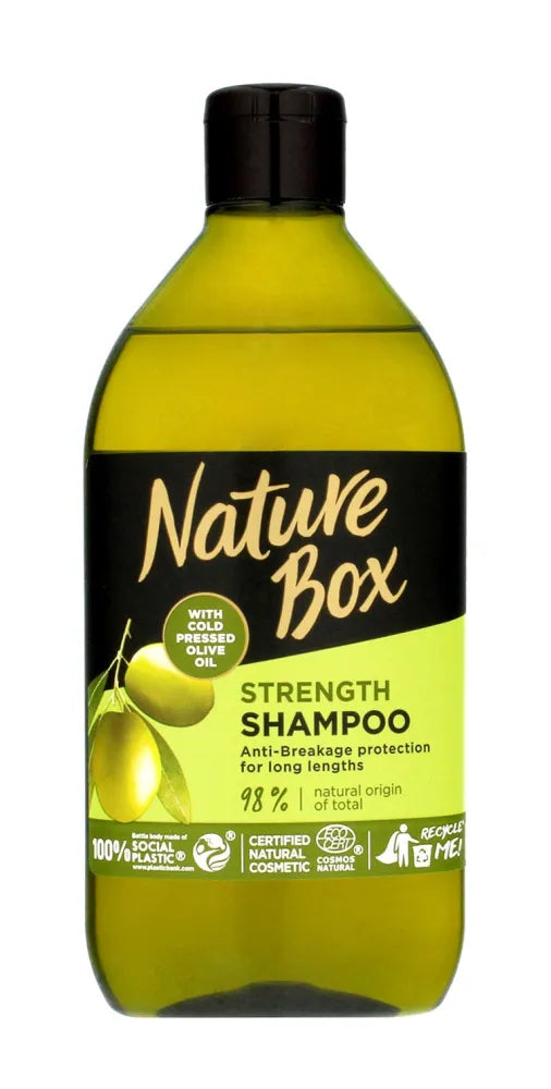 Nature Box Olive Oil stiprinantis šampūnas ilgems plaukams 385 ml - Kosmetika