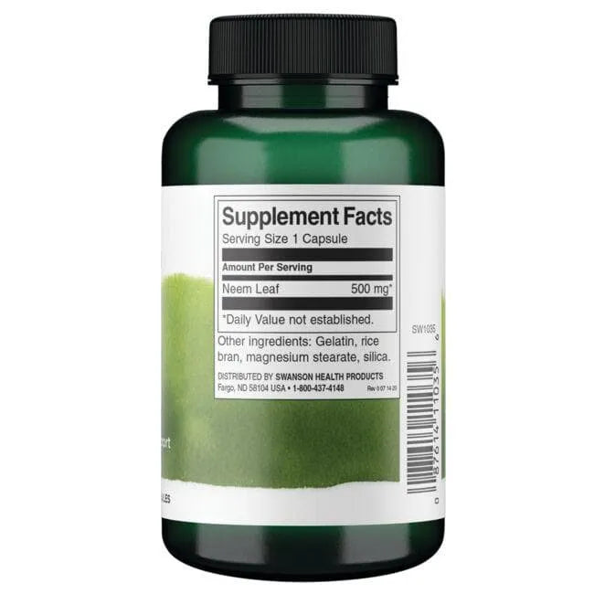 Neem Leaf - 500 mg - N100 - Swanson - Papildai