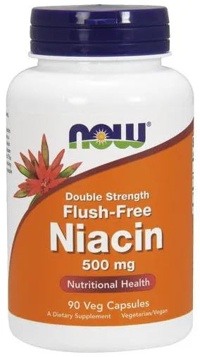 Niacin Flush-Free 500mg (Double Strength) - 90 vcaps - NOW Foods - Papildai