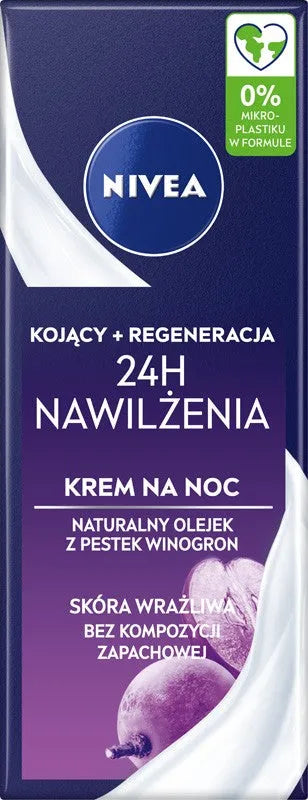 NIVEA 24H Hydration Soothing and Regenerating Night Cream 50 ml - Kosmetika