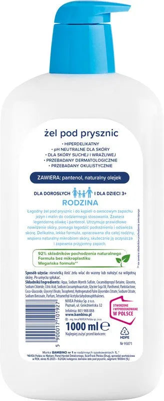 NIVEA BAMBINO FAMILY Gel 1000ml p/shower raspberry& - Kosmetika