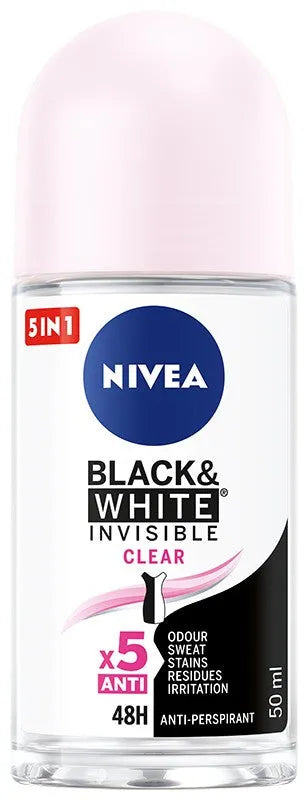 Nivea Deodorantas INVISIBLE CLEAR roll-on moterims 50ml - Kosmetika