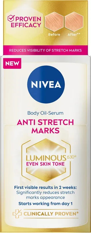 NIVEA LUMINOUS630 Aliejus netolygiam odos tonui prieš strijas kūno serumas 100 ml. - Kosmetika