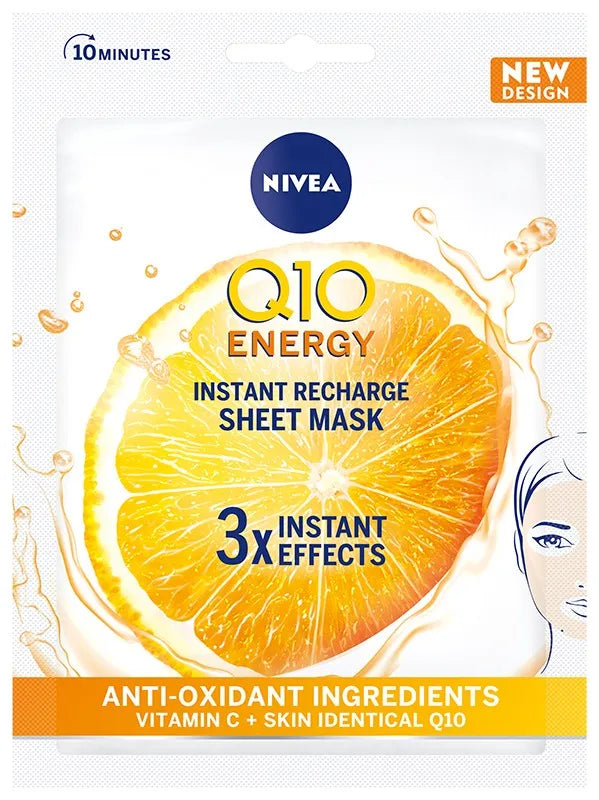 Nivea Q10 Plus C 10-minute Anti-Wrinkle + Energy sheet mask 1pc - Kosmetika