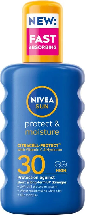 NIVEA SUN Protect Moisture Spray Sunscreen Moisturizing Lotion SPF30 200 ml - Kosmetika