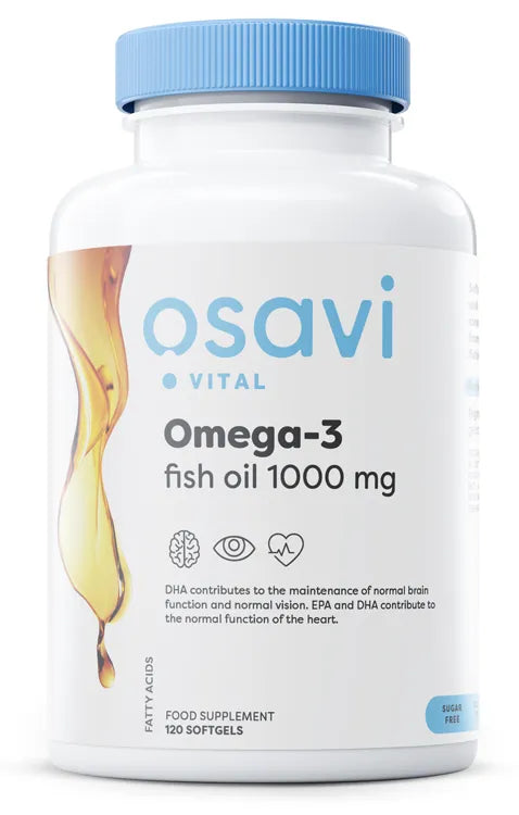 Omega-3 Fish Oil Molecularly Distilled 1000mg - 120 softgels - Osavi - Papildai