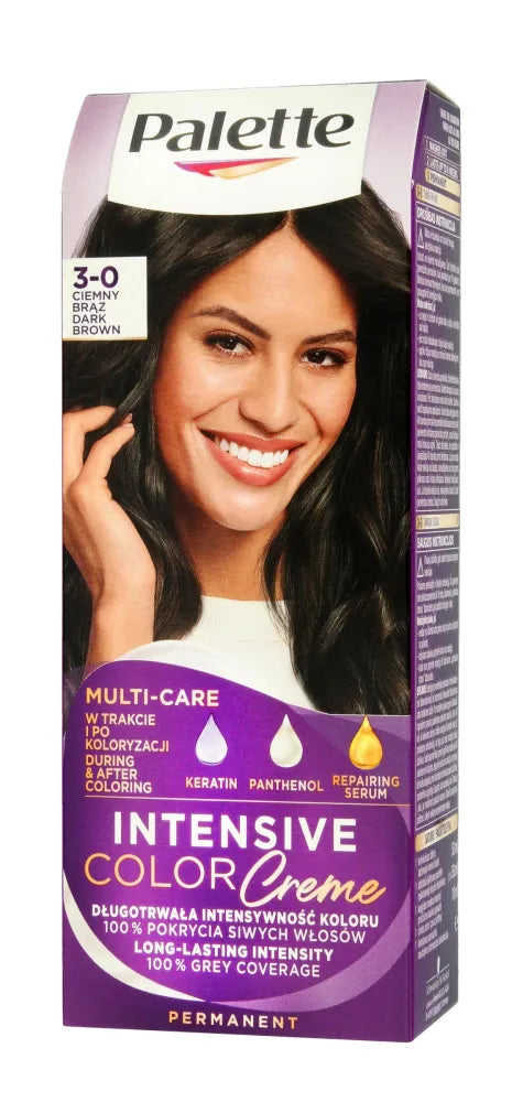 Palette Intensive Color Creme Multi Care Coloring Cream Nr. 3-0 (N2) - tamsiai rudas 1op. - Kosmetika
