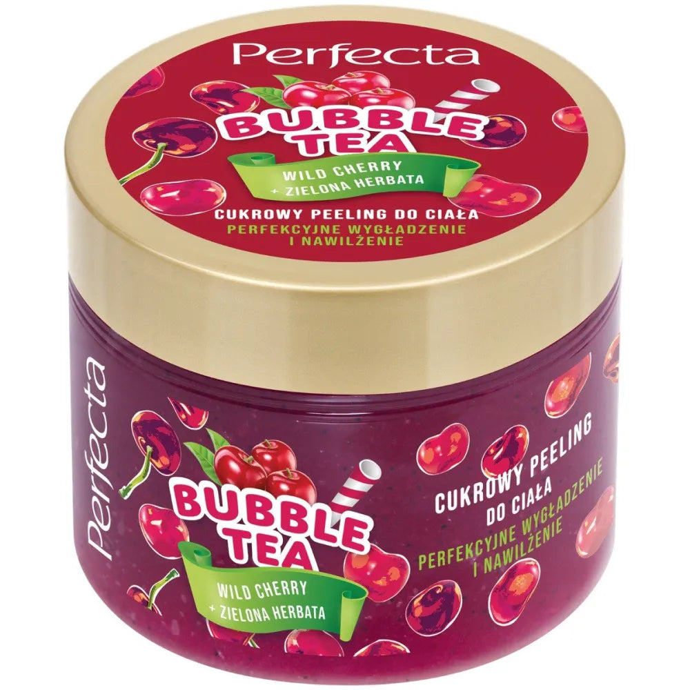 PERFECTA Bubble Tea Wild Cherry cukraus kūno šveitiklis 300g - Kosmetika