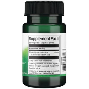 PQQ Pyrroloquinoline Quinone - 20 mg - N30 - Swanson - Papildai