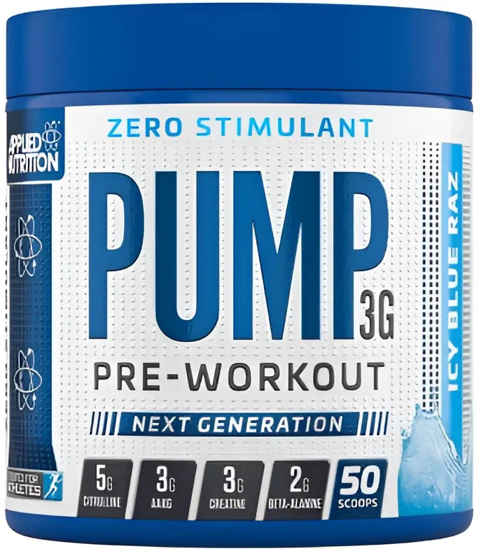 Pump 3G Pre-Workout (Zero Stimulant) Icy Blue Raz - 375g - Applied Nutrition - Sporto papildai