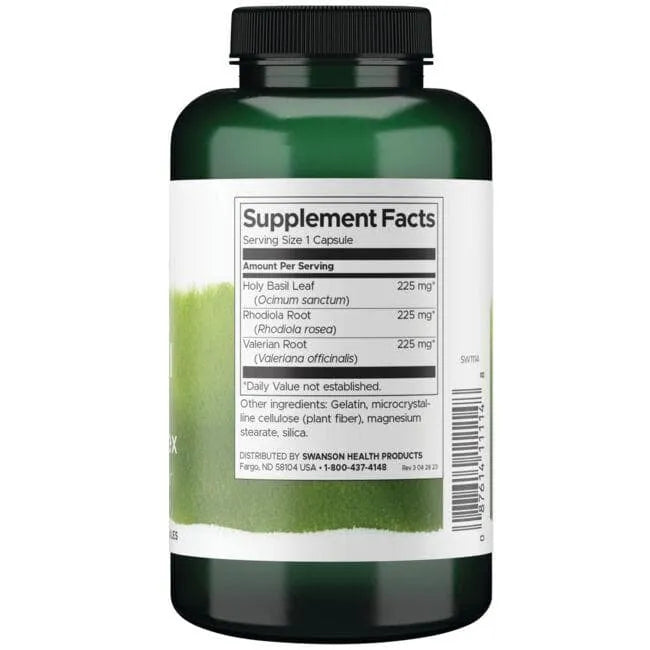 Rhodiola Holy Basil Valerian - Stress Complex - N180 - Swanson - Papildai