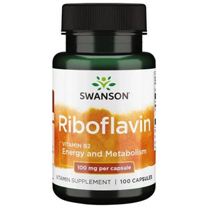 Riboflavin Vitamin B2 - 100 mg - N100 - Riboflavinas Vitaminas - Swanson - Papildai