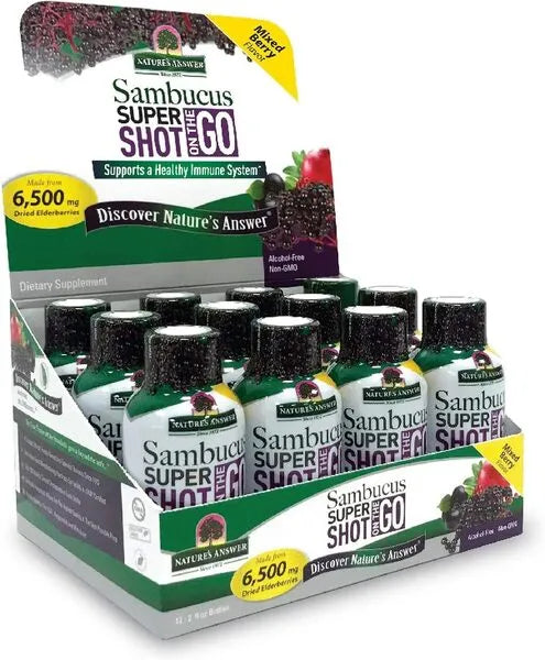 Sambucus Super Shot On The Go Mixed Berry - 12 x 60 ml - Nature’s Answer - Papildai