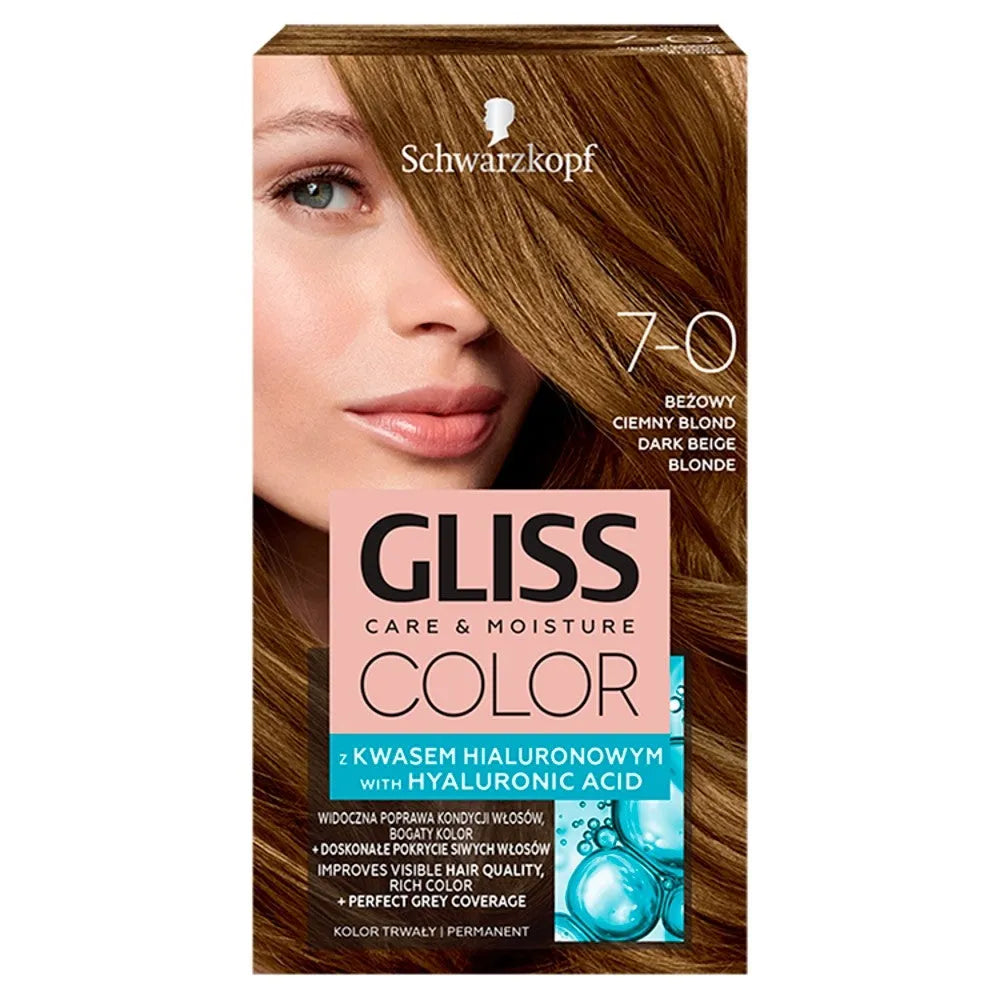 Schwarzkopf Gliss Color Cream dažymas nr. 7-0 Tamsiai Bežinis Šviesus 1op. - Kosmetika