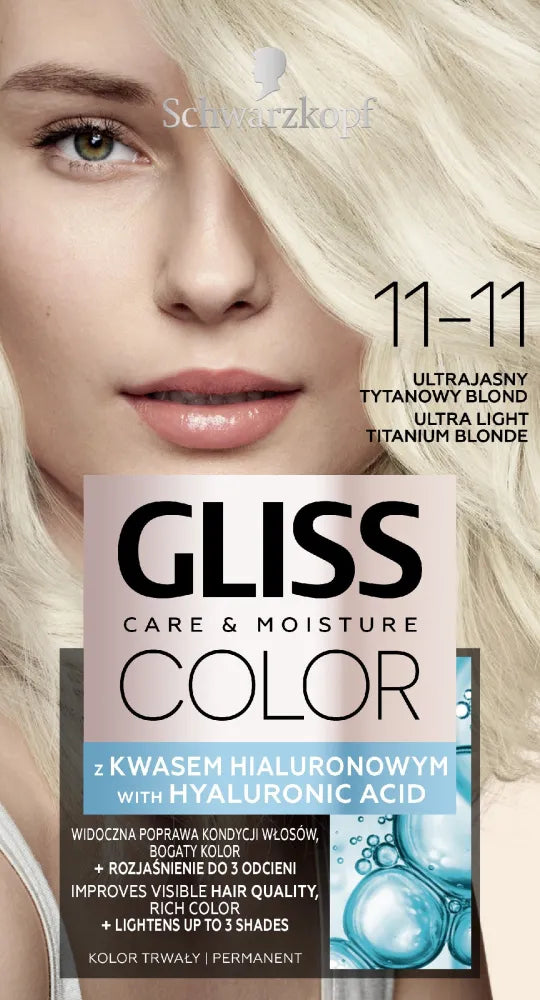 Schwarzkopf Gliss Color Dažymo Kremas Nr. 11-11 Ultra Šviesus Titano Blondinas 1vnt. - Kosmetika