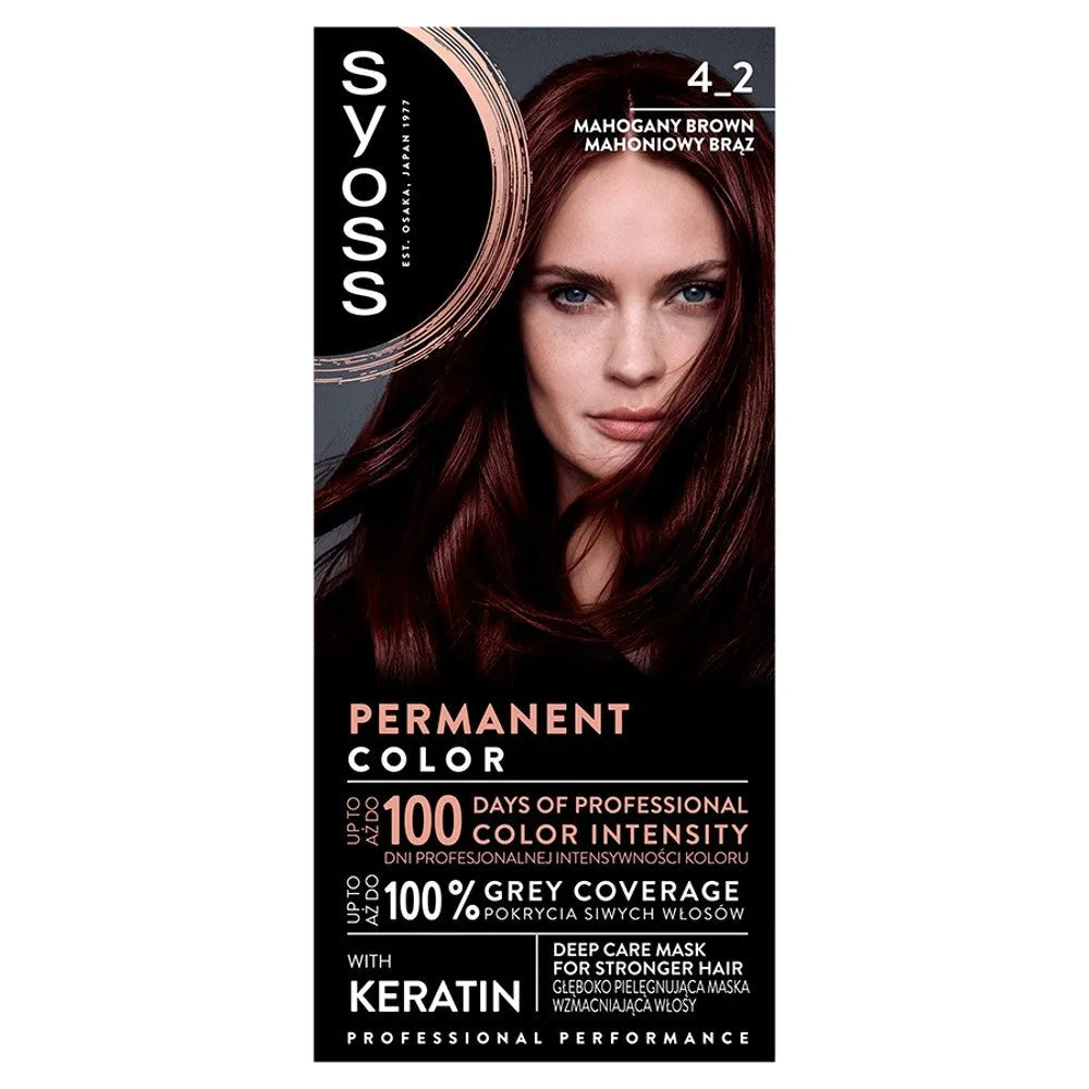 Schwarzkopf Syoss Plaukų dažai rudas mahagonas Nr. 4-2 1 vnt. - Kosmetika