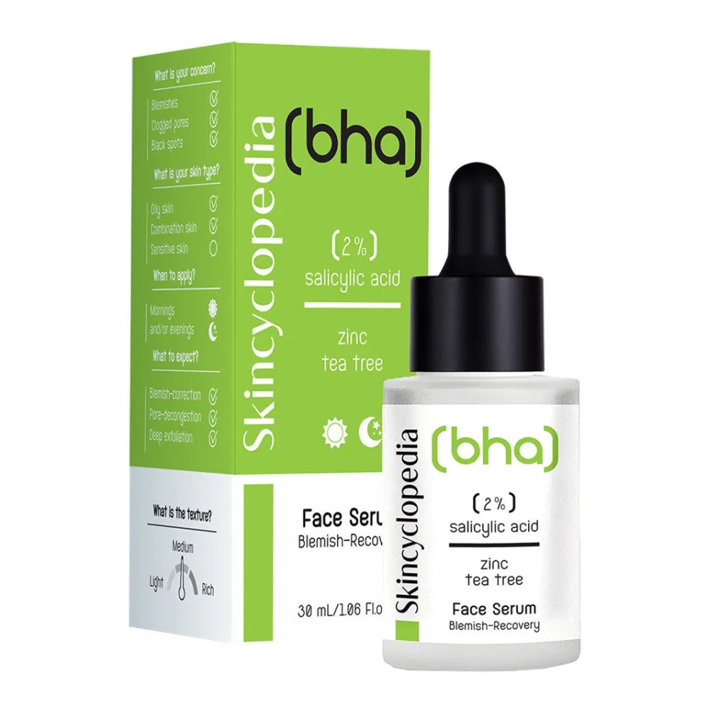 SKINCYCLOPEDIA Veido serumas su 2% salicilo rūgštimi + arbatmedžio aliejumi 30 ml - Kosmetika