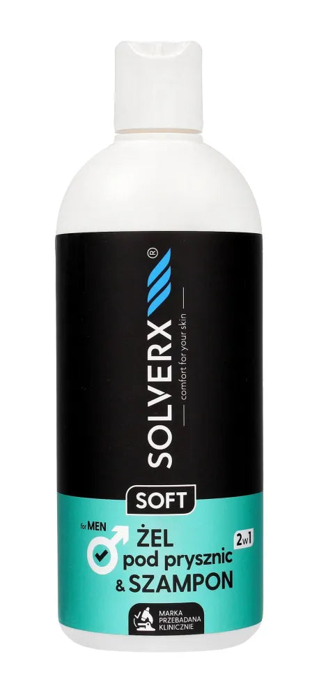 SOLVERX MEN SOFT Gelis ir šampūnas 2in1 400ml - Kosmetika
