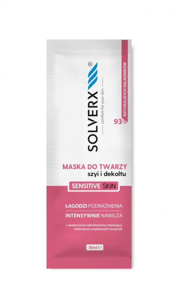 SOLVERX Sensitive Skin Soothing mask for face neck and cleavage jautriai odai 10ml - Kosmetika