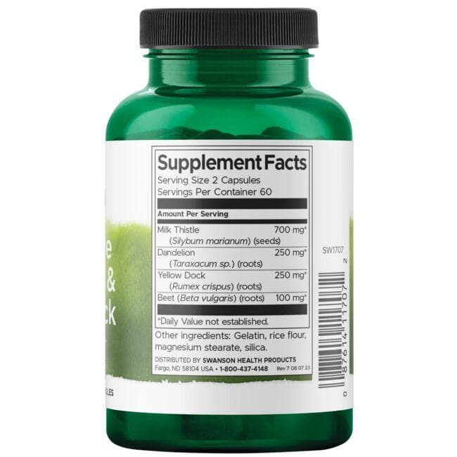 Milk Thistle Dandelion & Yellow Dock - N120 - Swanson - Vaistine1.lt