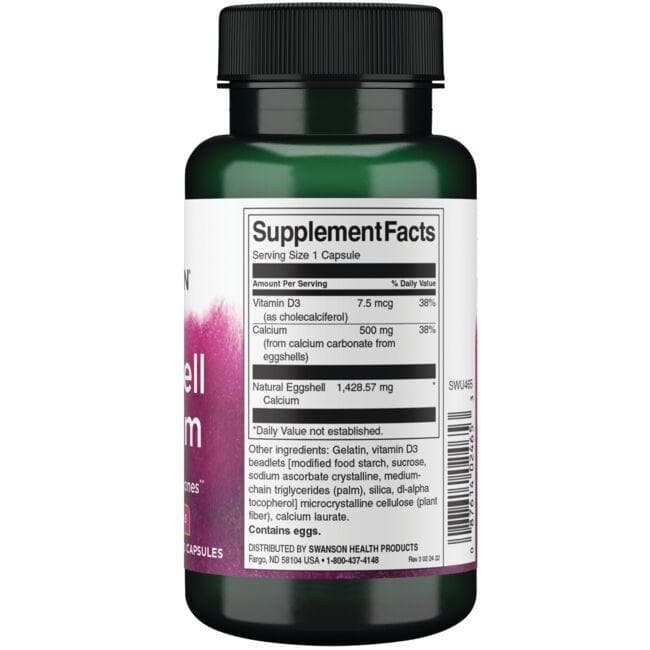 Eggshell Calcium with Vitamin D3 - N60 - Kiaušinių lukštų kalcis su vitaminu D3 - Swanson - Vaistine1.lt