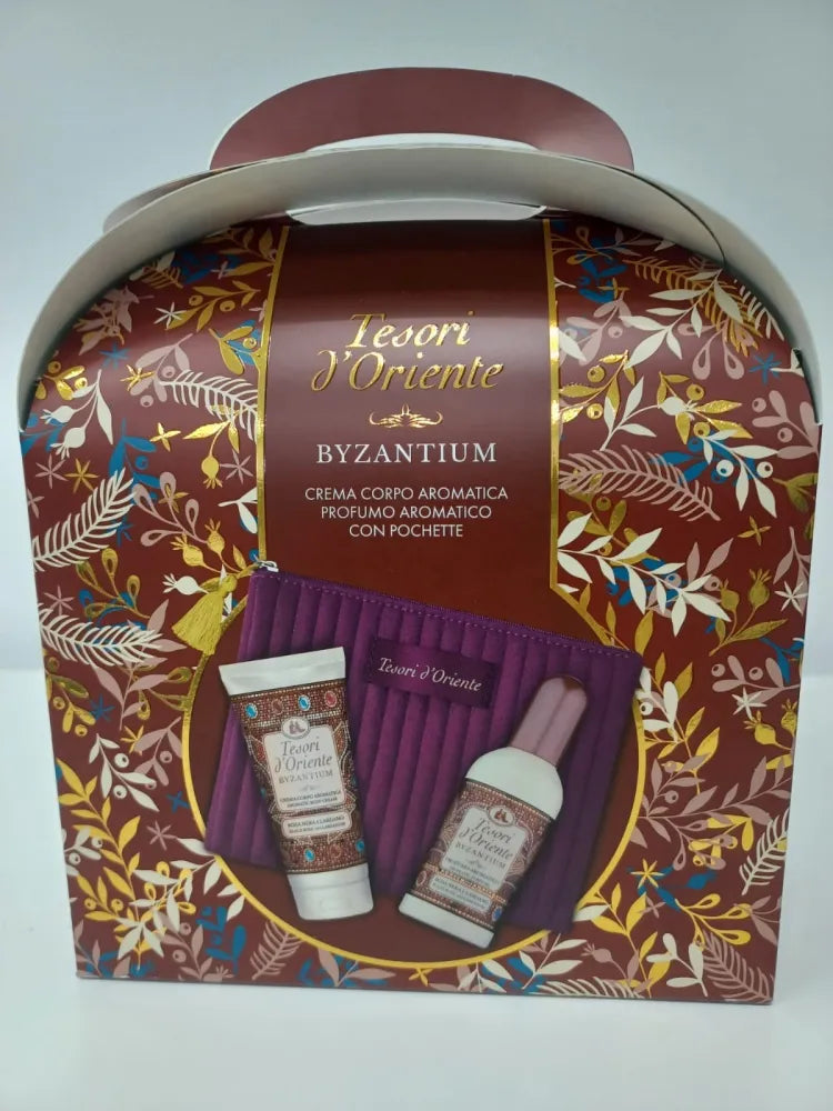 TESORI D’ORIENTE Byzantium Gift Set (100 ml Eau de Toilette + 75 Body Cream + Velvet Cosmetic Bag) - Kosmetika