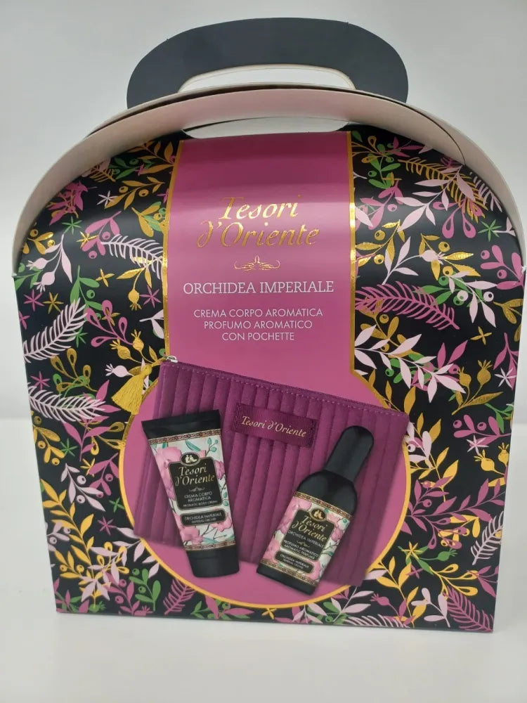 TESORI D’ORIENTE Imperial Orchid Gift Set (100 ml Eau de Toilette + 75 Body Cream + Velvet Cosmetic Bag) - Kosmetika