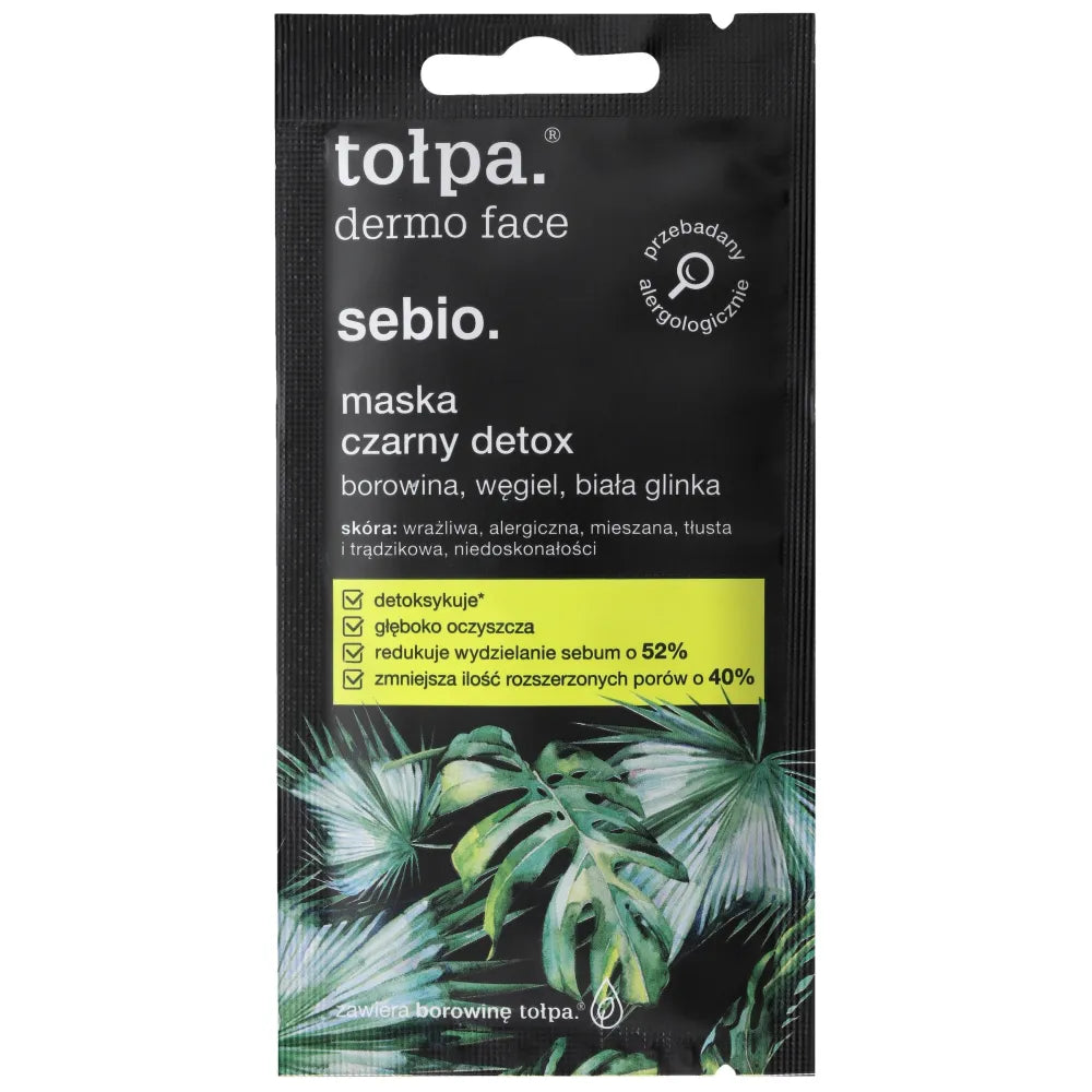TOŁPA Dermo Face Sebio Veido kaukė - Juodas detoksas 8 ml (pakelis) - Kosmetika
