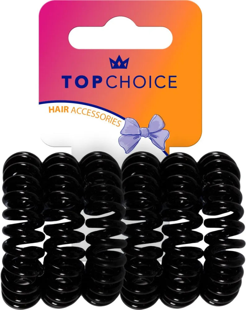 TOP CHOICE Hair bands - juodos (20063) 1 pakuotė. - 6 vnt. - Kosmetika