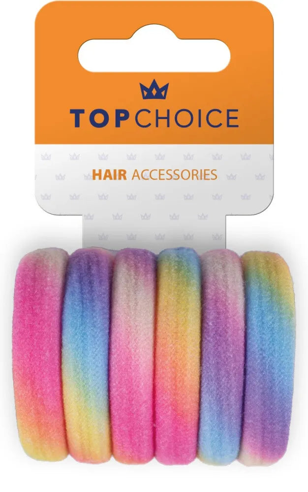 Top Choice Rubber bands - plaukų gumytės (26386) 1 pakuotė - 6 vnt - Kosmetika