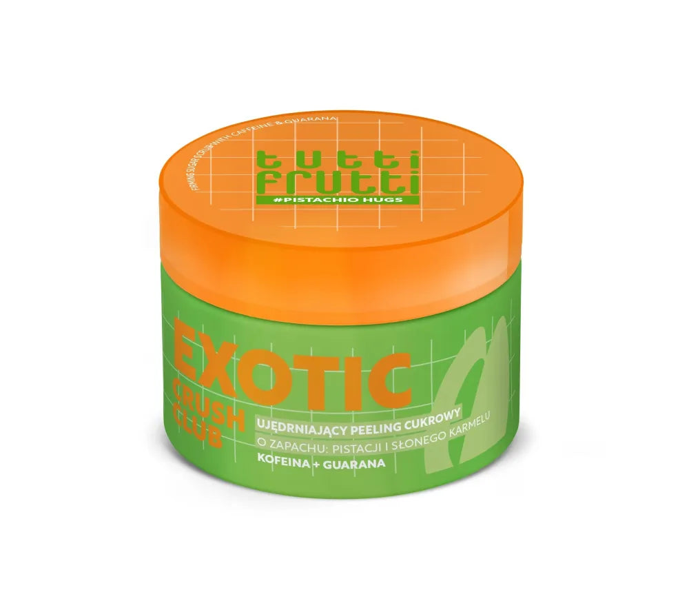 TUTTI FRUTTI #Pistachio Hugs Stangrinantis cukraus šveitiklis Pistachio + Kofeinas + Guarana 250 g - Kosmetika