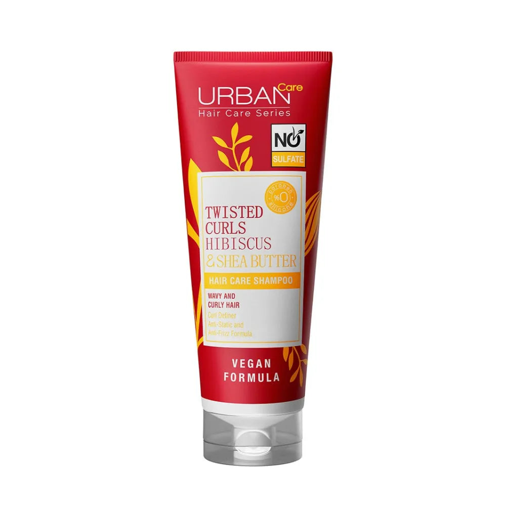URBAN CARE Twisted Curls Hibiscus & Shea Butter Shampoo garbanotiems ir banguotiems plaukams 250ml - Kosmetika