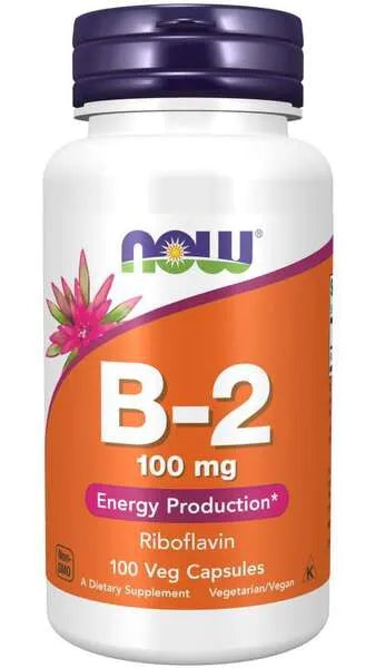 Vitamin B-2 Riboflavin 100mg - 100 vcaps - NOW Foods - Papildai