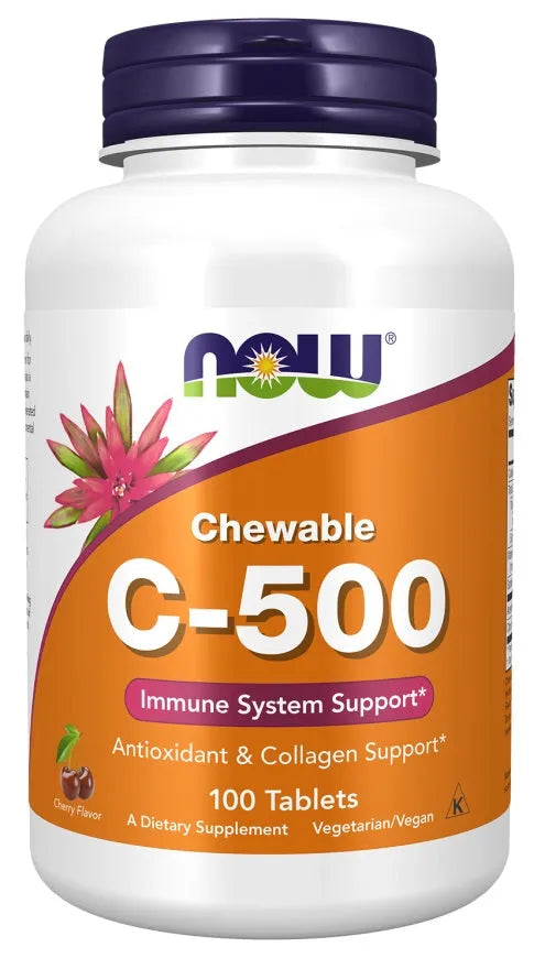 Vitamin C-500 Chewable Cherry - 100 tabs - NOW Foods - Papildai