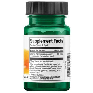 Vitamin K2 - Natūralus - 50 mcg - N30 - Swanson - Papildai