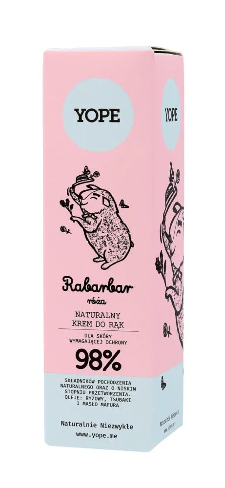 YOPE Natural Hand Cream Rhubarb and Rose 50ml Natūralus rankų kremas Rabarbaras ir Rožė - Kosmetika