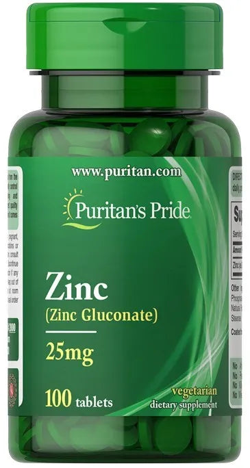 Zinc 25mg - 100 tablets - Puritan’s Pride - Papildai