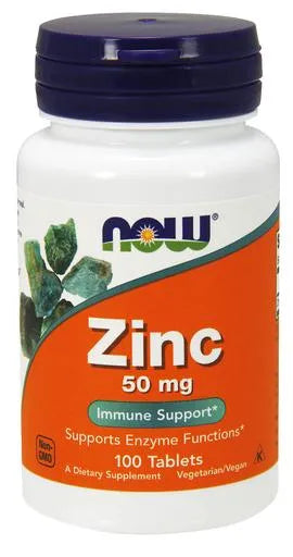 Zinc 50mg - 100 tabs - NOW Foods - Papildai