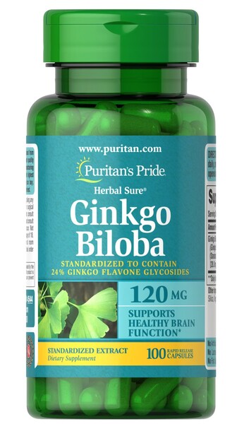 Ginkgo Biloba, 120mg - 100 caps - Puritan's Pride - Vaistine1.lt - WestPharmacy.eu