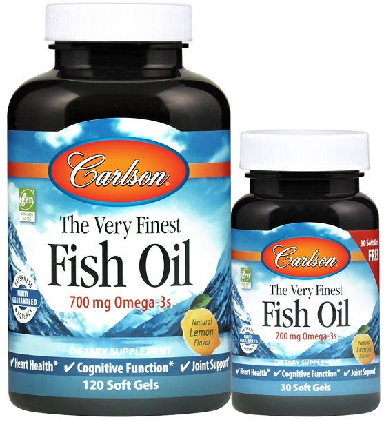 The Very Finest Fish Oil - 700mg Omega-3s, Natural Orange - 120 + 30 softgels - Carlson Labs - Vaistine1.lt - WestPharmacy.eu