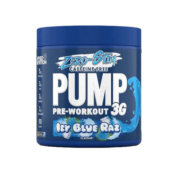 Pump 3G Pre-Workout (Zero Stimulant), Icy Blue Raz - 375g - Applied Nutrition