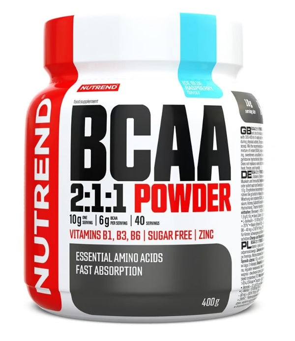 BCAA 2:1:1 Powder, Icy Blue Raspberry - 400g - Nutrend