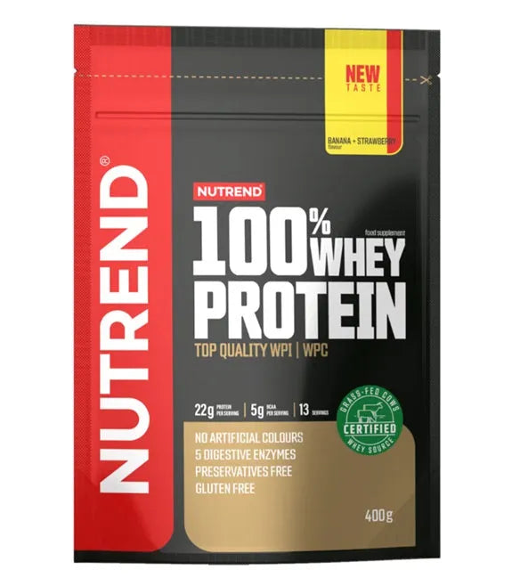 100% Whey Protein Banana + Strawberry - 400g - Nutrend - Sporto papildai